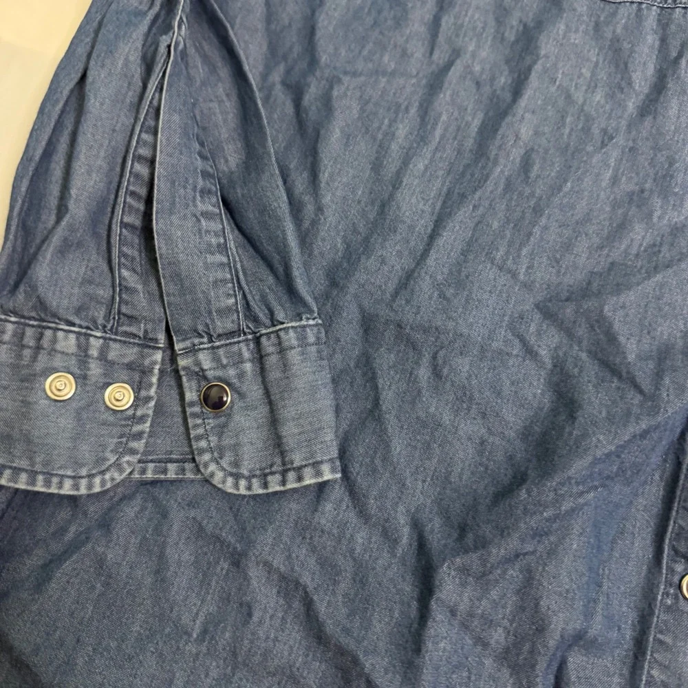 Brooks Brothers Mens Red Fleece Western Denim Shirt XXL Blue Cotton Snap Front